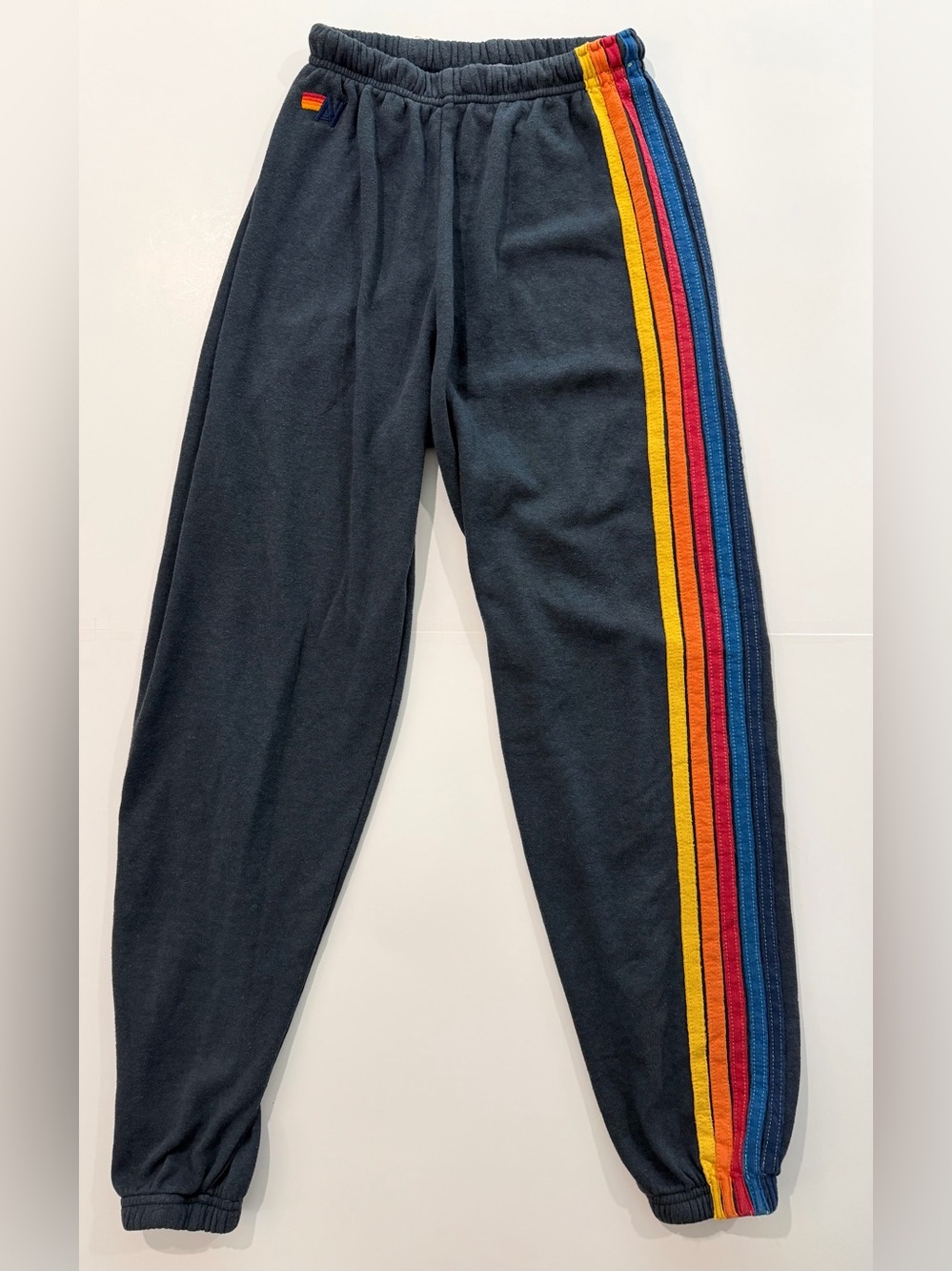 Aviator Nation 5 Stripe Hoodie & Sweatpants Set XS/S Navy Charcoal - Picture 4 of 16